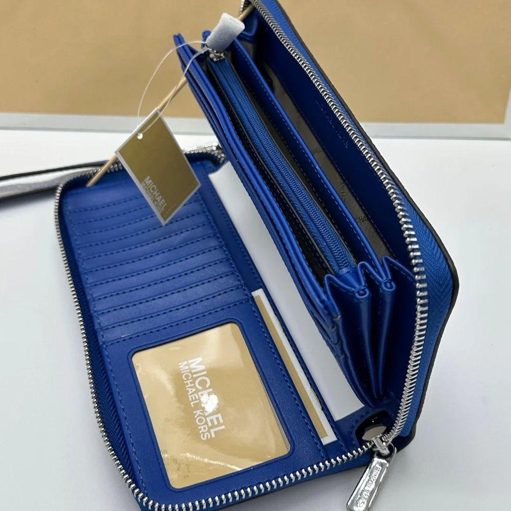 MICHAEL KORS Jet Set Travel Continental Zip Galaxy Blue color